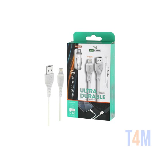 RELÁMPAGO CABLE RÁPIDO NEW SCIENCE NS-107 PARA IPHONE 2.4A 2M BLANCO